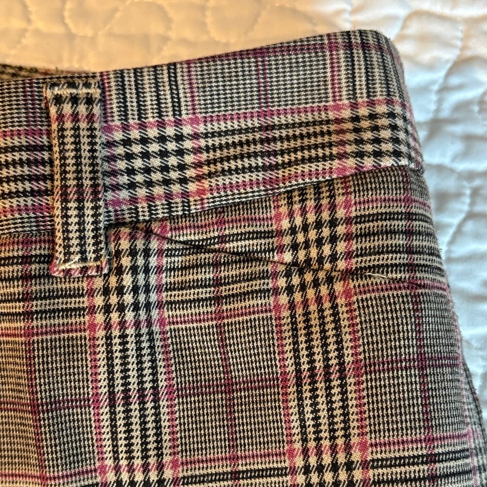 GAP Women’s Slim Cropped Plaid Pants -Brown, Tan & Pink Size 6 Stretch - Picture 6 of 10